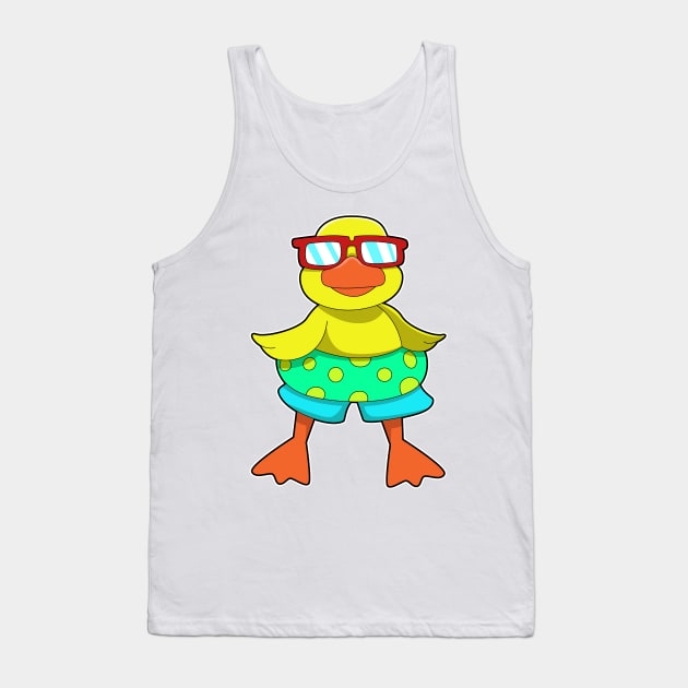 Duck with Swim ring & Sunglasses Tank Top by Markus Schnabel